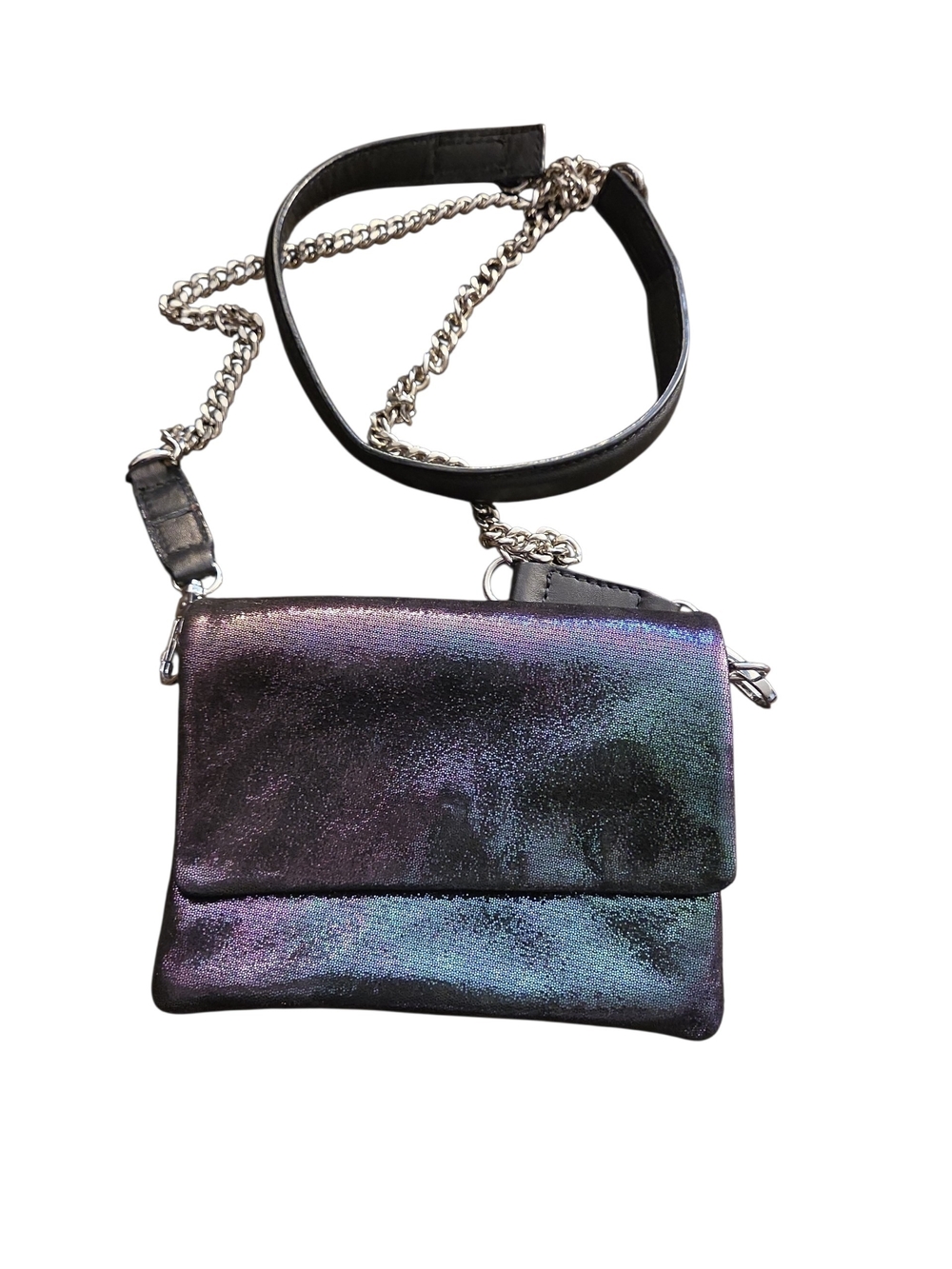 Kurt Geiger Iridescent Puple Crossbody Bag with Chain Strap